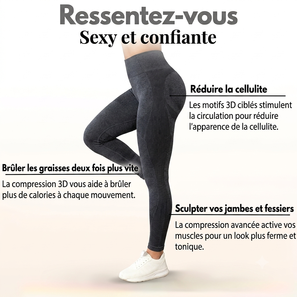 Réduisez l'apparence de la cellulite et brûlez jusqu'à 2× plus de calories grâce au legging Nuéa.